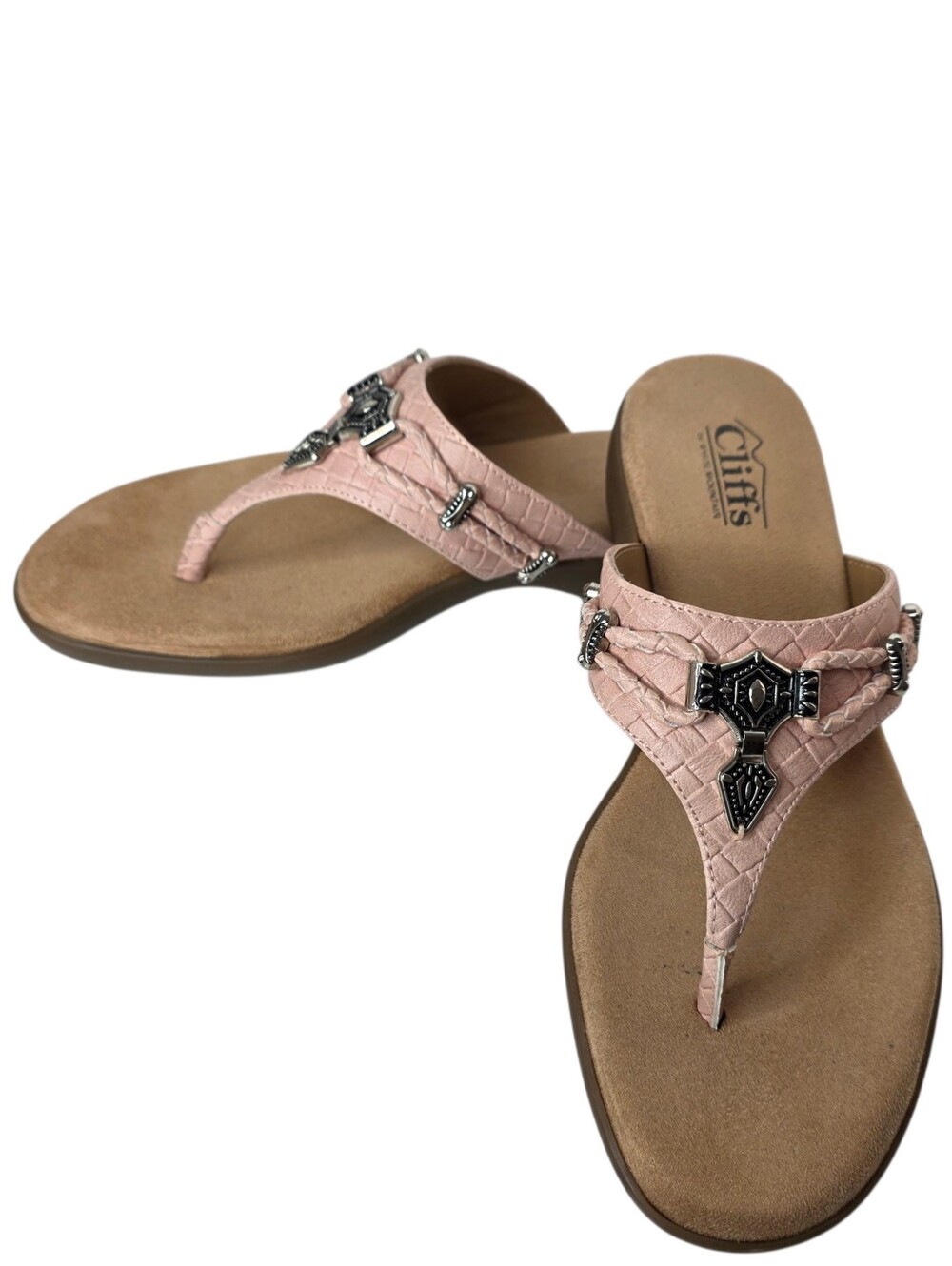 Cliffs by WHITE MOUNTAIN Pink Jeweled Thong Sandals Size 8.5m